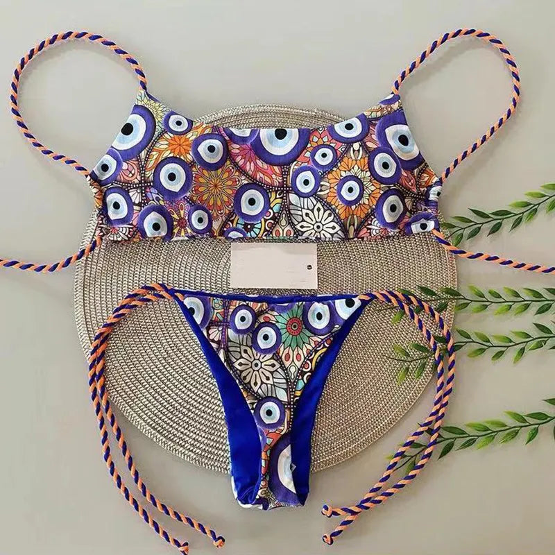 Heart Print Brazilian Bikini Set Beachwear
