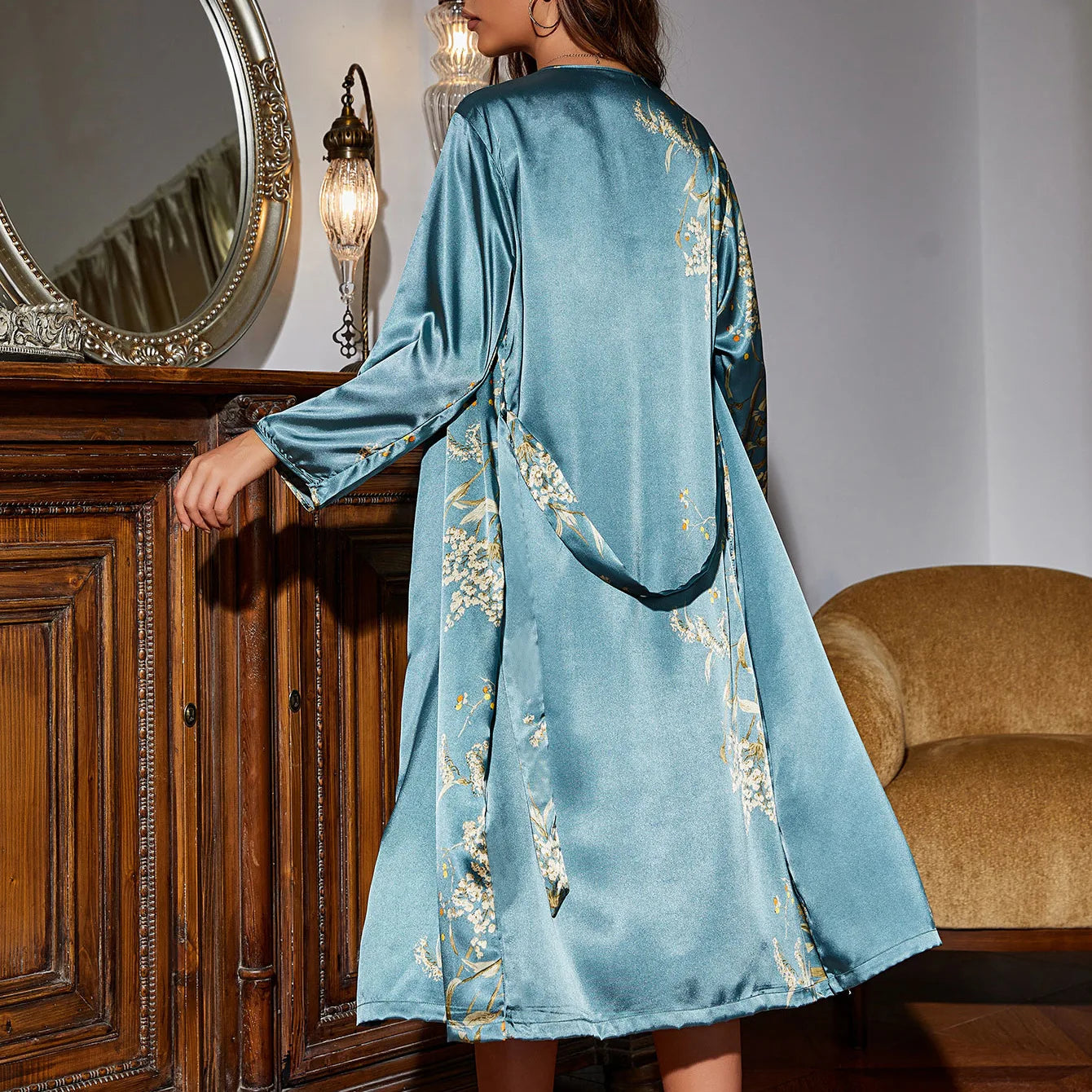 Four Seasons Floral Loungewear Robe Night Dress Set GuanStore