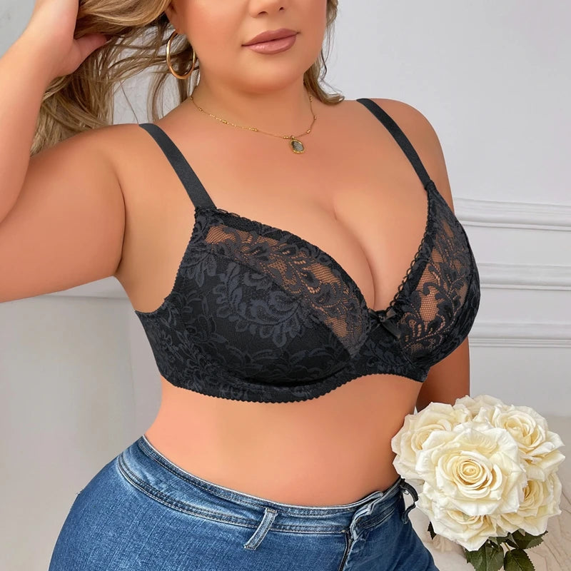 Plus Size Floral Lace Bras with Underwire