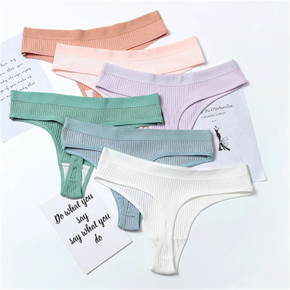Comfortable Seamless Ribbed Thongs Cotton G-strings