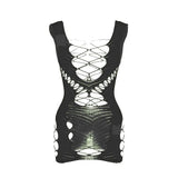 Bodycon Dress Bandage Spaghetti Strap Mesh Bodysuit - Guan