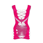 Bodycon Dress Bandage Spaghetti Strap Mesh Bodysuit - Guan