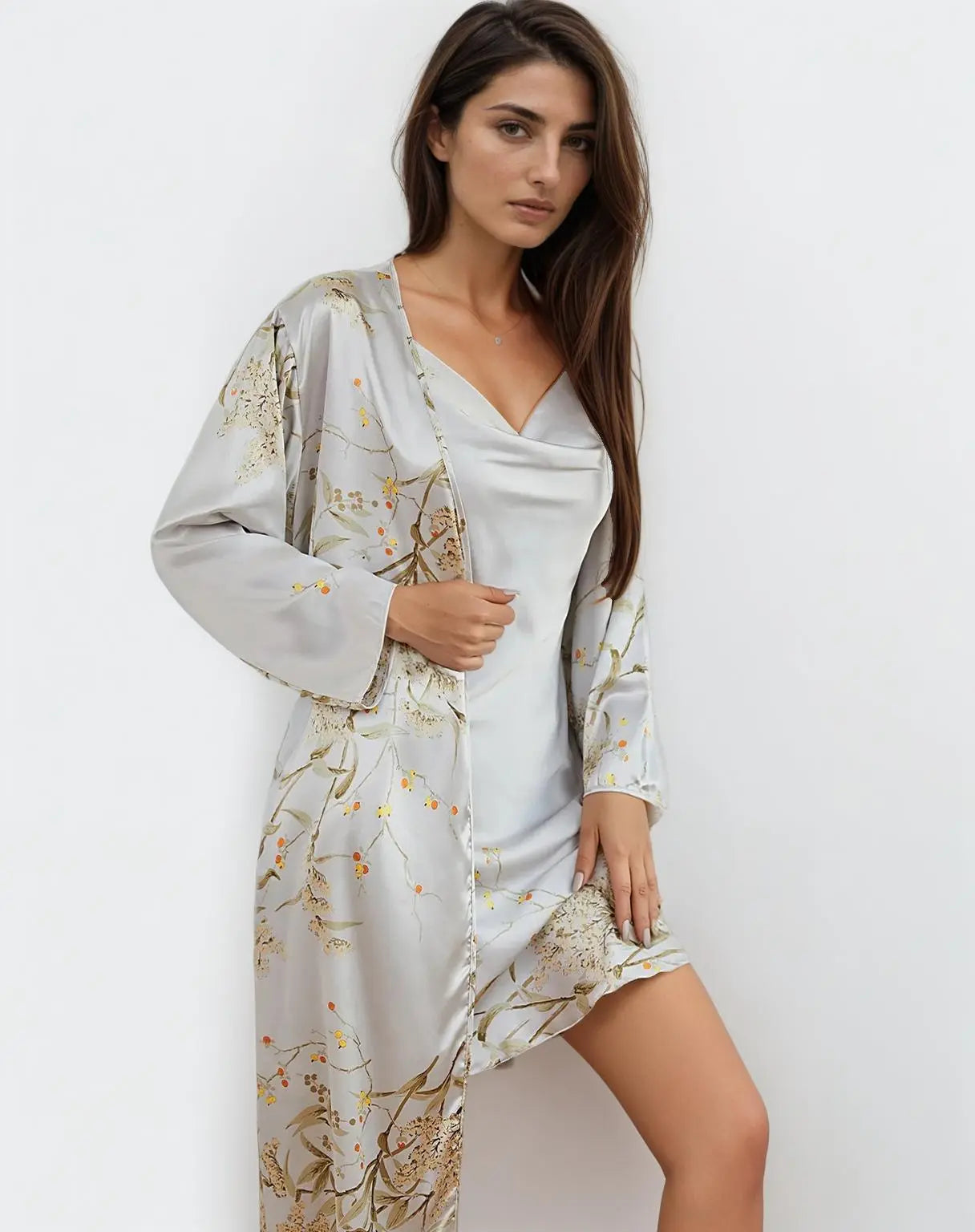 Four Seasons Floral Loungewear Robe Night Dress Set - Guan