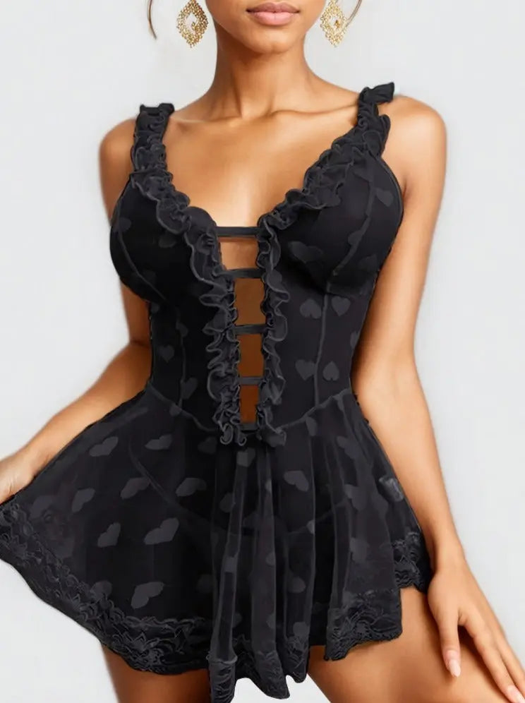 Plus Size Mesh Nightdress Lingerie