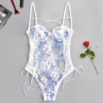 Floral Embroidery Teddy Lingerie Bodysuit Guan