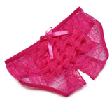 Lace Bow Sheer Crotchless Underwear