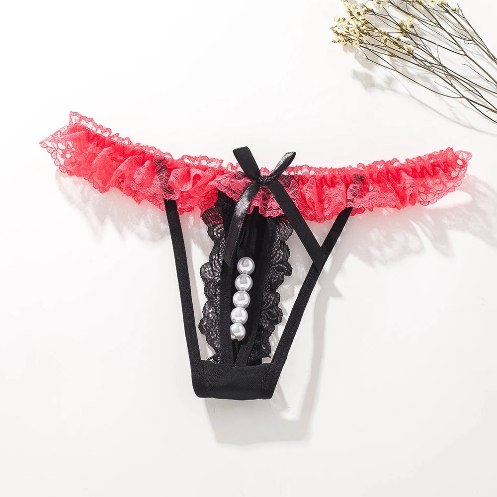 Crotchless Panties Transparent G-string Beads Underwear