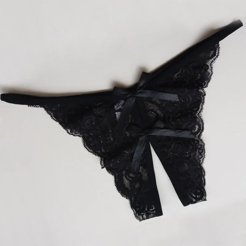 Open Crotch Panties Floral Lace G-string Underwear