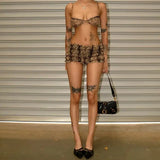 Frill Trim Leopard Print Set Guan