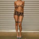 Frill Trim Leopard Print Set Guan