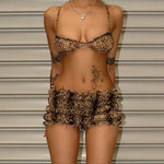 Frill Trim Leopard Print Set Guan