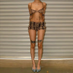 Frill Trim Leopard Print Set Guan