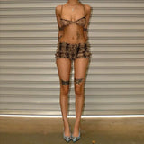 Frill Trim Leopard Print Set Guan