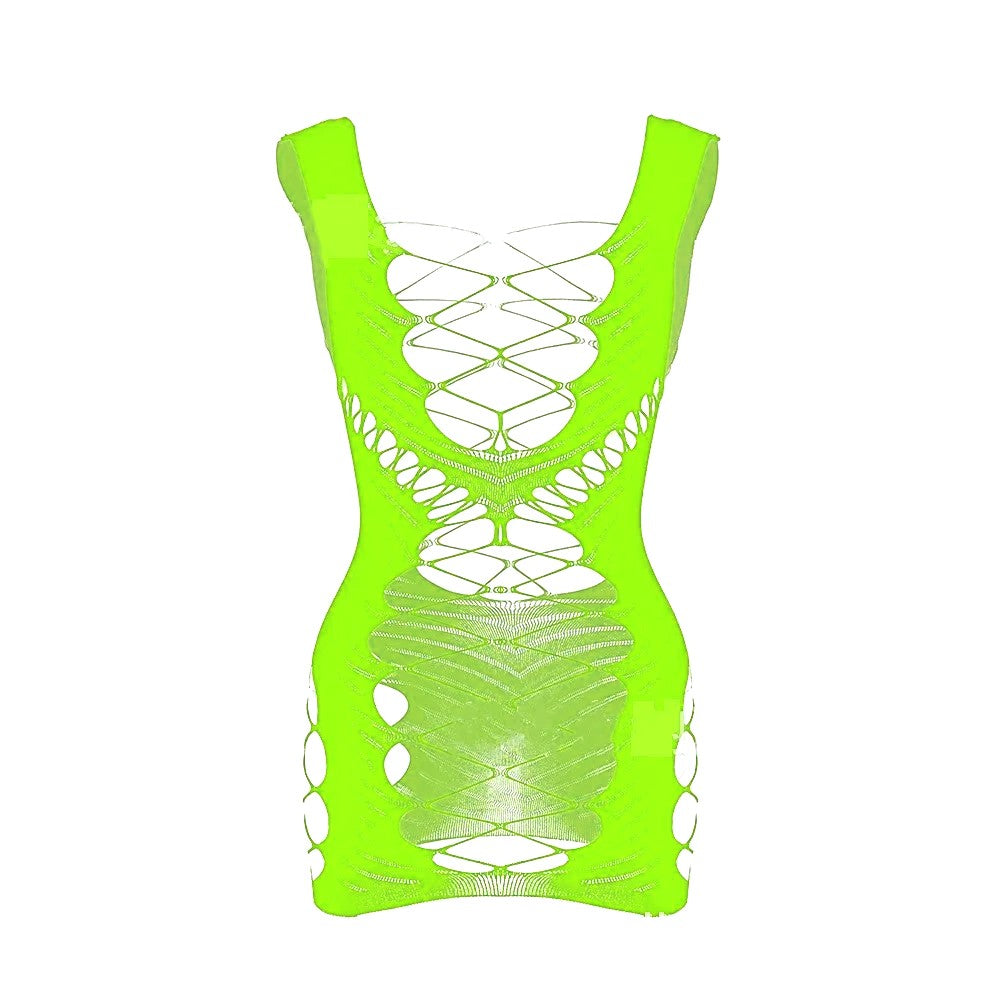Figurbetontes Kleid mit Bandage und Spaghettiträgern aus Netzstoff