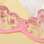 Floral Sexy Transparent Embroidery Lingerie Set