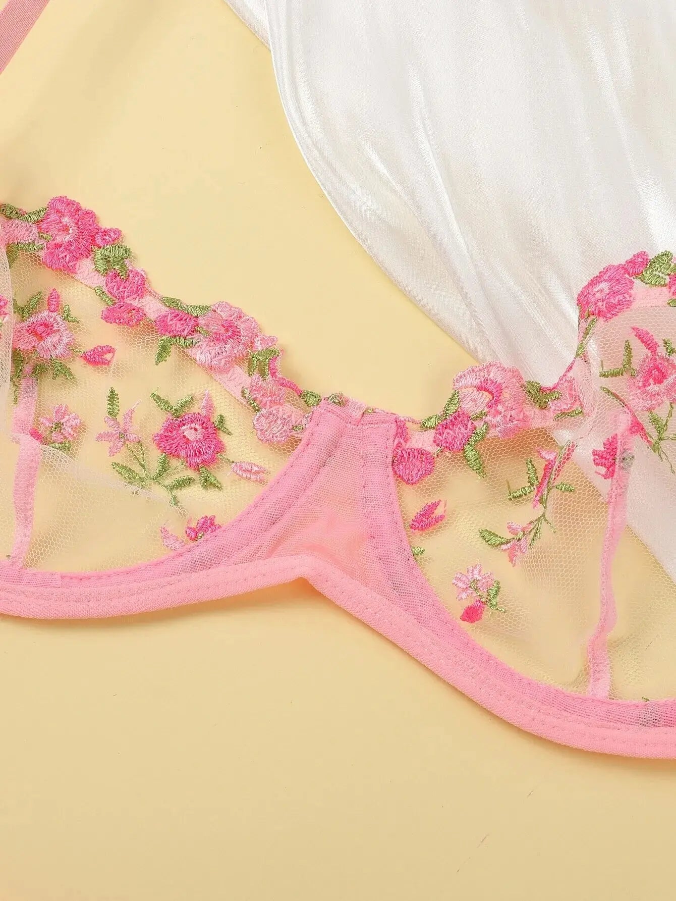 Floral Sexy Transparent Embroidery Lingerie Set