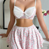 Ellolace Bowknot Sexy Outfits Lingerie Transparent Lace Seductive Clothing Sets Erotic Ensemble Skirt Set Sissy Girl Sex Suit Guan