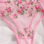Floral Sexy Transparent Embroidery Lingerie Set