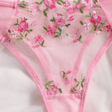 Floral Sexy Transparent Embroidery Lingerie Set