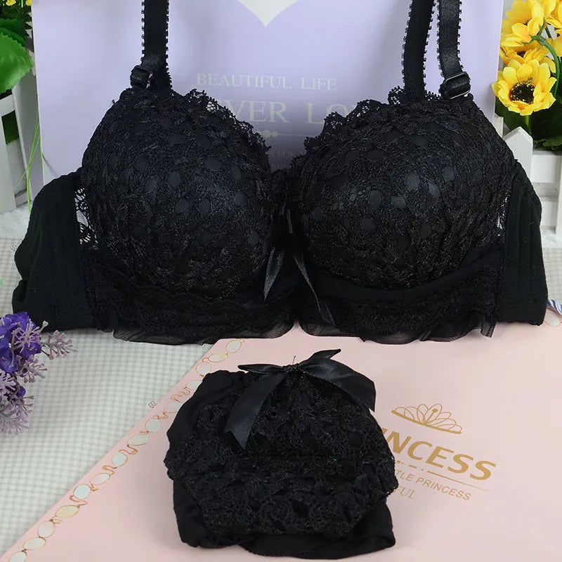 Seamless Lace Push-Up Bra and Panty Set for Women