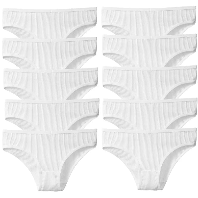 10 Piece Soft Cotton Striped Panties Comfortable Underwear Set