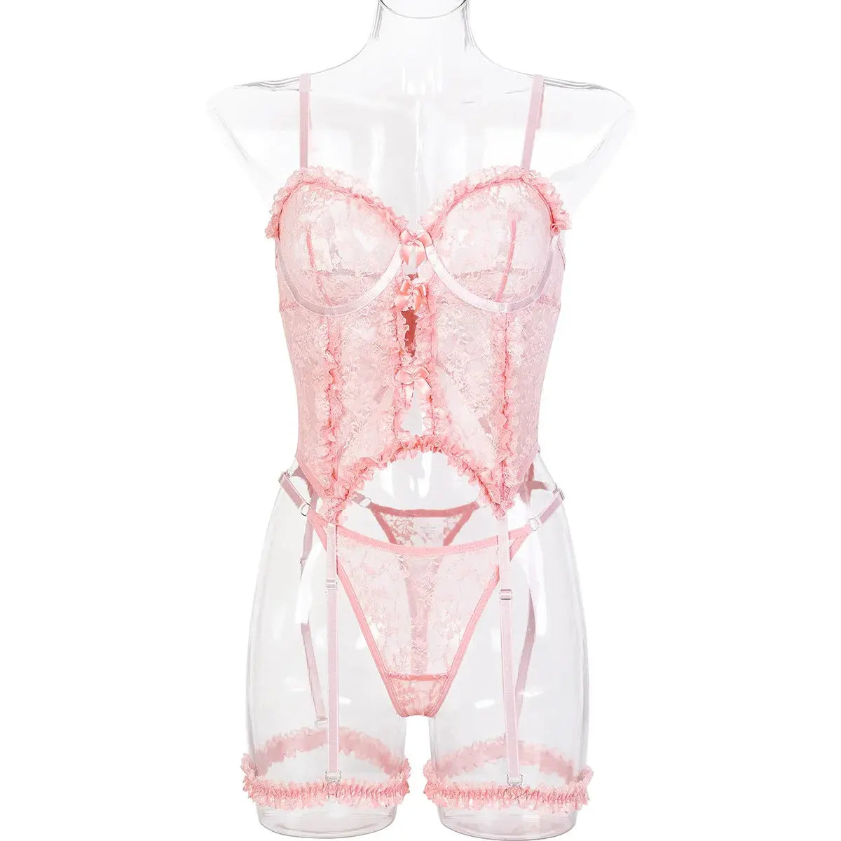 Floral Lingerie Corset Top Lace Set