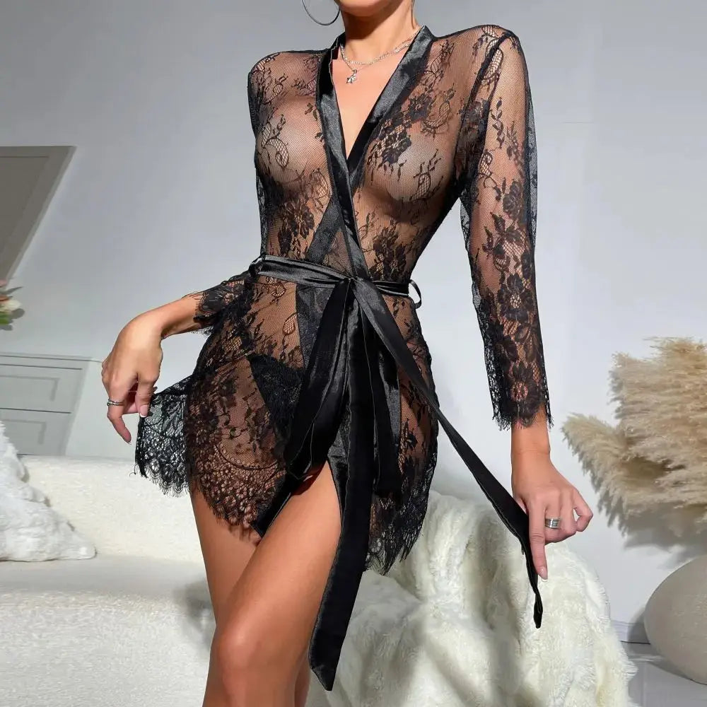 Sheer Lace Babydoll Nightgown - Guan