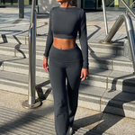 Low Waist Flare Pants Cropped Top