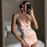 Deep-V Neck Satin Dress Guan