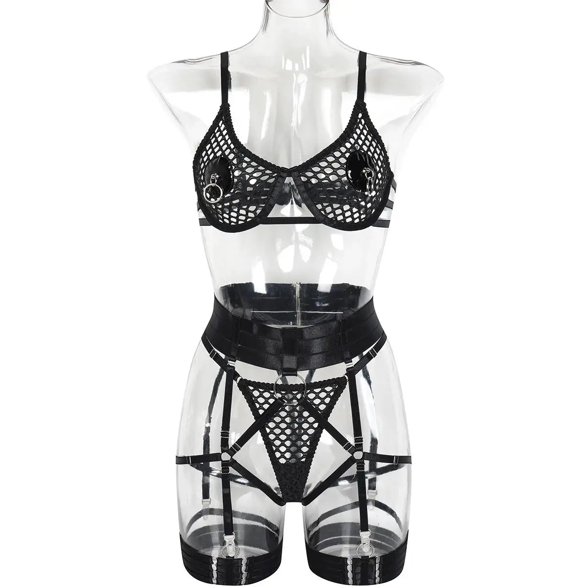Fish Net Lingerie Garter Set
