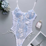 Floral Embroidery Teddy Lingerie Bodysuit