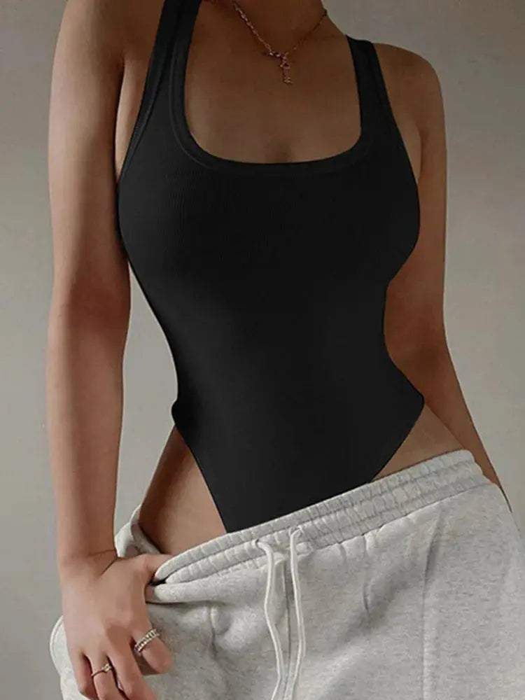 Sleeveless Knit Bodysuit Hot Summer Sexy Bodycon Off Shoulder Halter Tops Casual Street Bodice For Women ClubWear - Guan