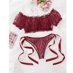 Dotted Babydoll Ruffle Lingerie Set