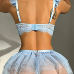 See Through Mesh Lingerie Set Mesh Ball Gown Dress Garter Kit Brief Sexy Erotic Set Erotic Underwear Sexy Lingerie Set Women Guan