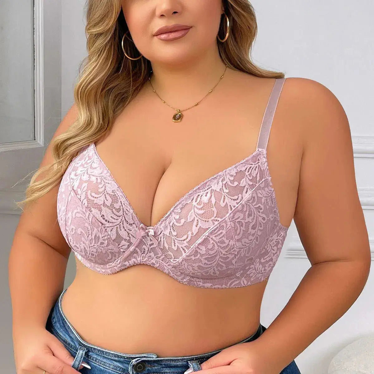 Plus Size Floral Lace Bras with Underwire