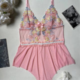 Ellolace Fancy Bodysuit Lace Embroidery Female Body Sissy Sexy Sleeveless Tops Youthful Woman Clothes Wedding Season Lingerie Guan