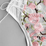 Floral Embroidery Teddy Lingerie Bodysuit Guan