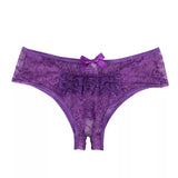 Lace Bow Sheer Crotchless Underwear