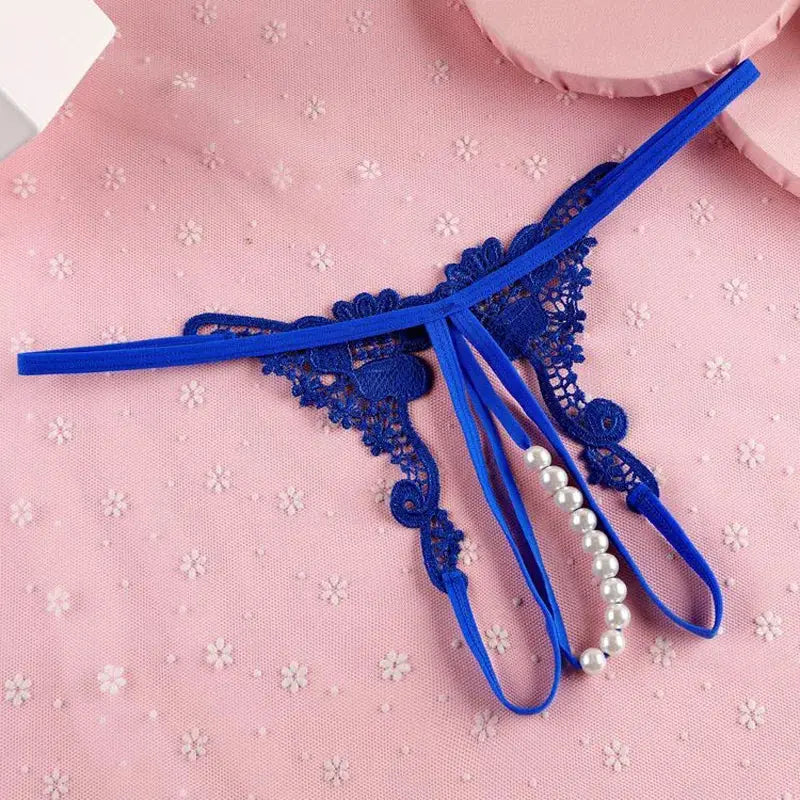 Open Crotch Beaded Pearl Panties