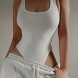 Sleeveless Knit Bodysuit Hot Summer Sexy Bodycon Off Shoulder Halter Tops Casual Street Bodice For Women ClubWear - Guan