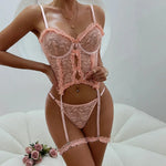 Floral Lingerie Corset Top Lace Set