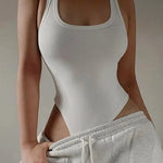 Sleeveless Knit Bodysuit Hot Summer Sexy Bodycon Off Shoulder Halter Tops Casual Street Bodice For Women ClubWear - Guan