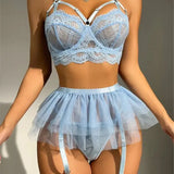 See Through Mesh Lingerie Set Mesh Ball Gown Dress Garter Kit Brief Sexy Erotic Set Erotic Underwear Sexy Lingerie Set Women Guan