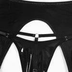 Fetish Pvc Lingerie Sissy Cup Out PU Leather Set