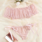 Dotted Babydoll Ruffle Lingerie Set