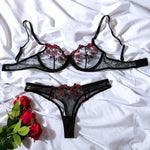 Floral Sexy Transparent Embroidery Lingerie Set