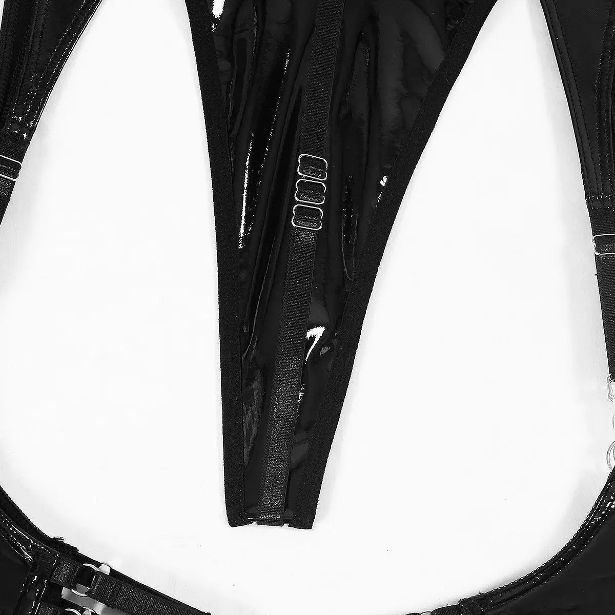 Fetish Pvc Lingerie Sissy Cup Out PU Leather Set