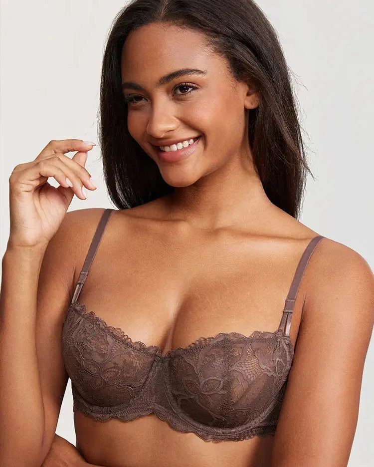 Lace Balconette Wired Push Up Bra - Guan