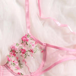 Floral Sexy Transparent Embroidery Lingerie Set