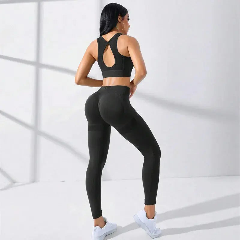 Crisscross Cami & Leggings Seamless Yoga Set 2pcs
